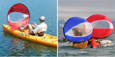 LIOOBO Vela da Vento Pieghevole per Kayak Pieghevole da 108 cm con Finestra Trasparente per la Pesca a Remi alla deriva 